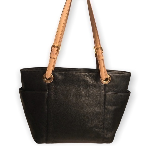 Michael kors black leather zippered tote bag - Picture 1 of 14